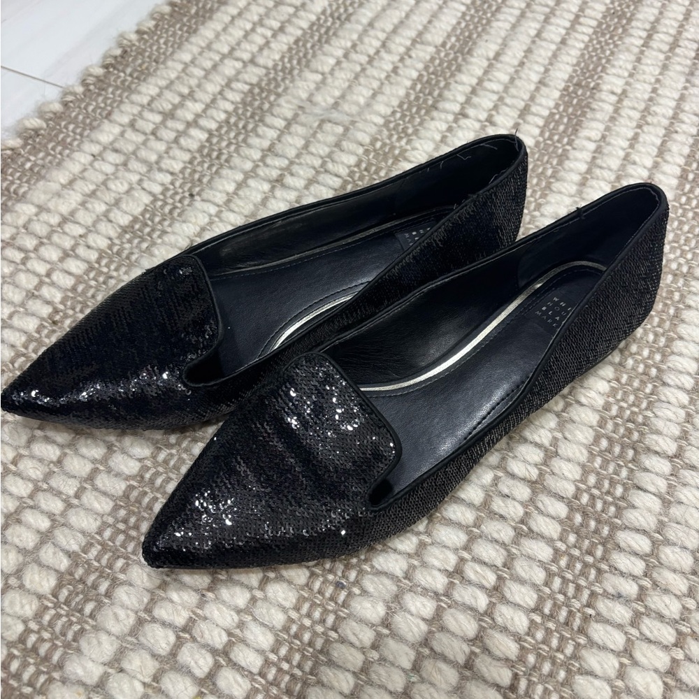 WHBM Black Sparkly Flats